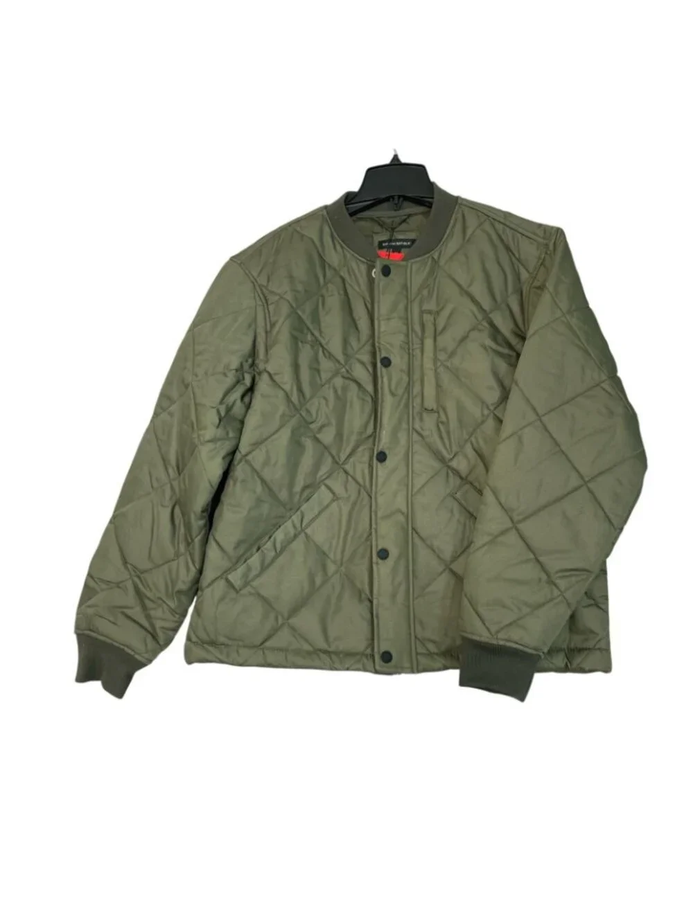 NWT Banana Republic Men's M Quilted Bomber Jacket Olive Green Polyester